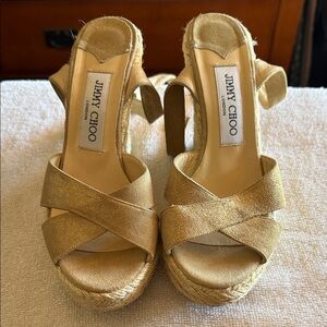 Jimmy Choo Metallic Gold Platform Heels 36 1/2 size